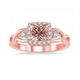 thumbnail image 2 of 1.50 Carat Princess cut Morganite and Diamond Engagement Ring in 14k Rose Gold affordable morganite and diamond engagement ring, 2 of 3