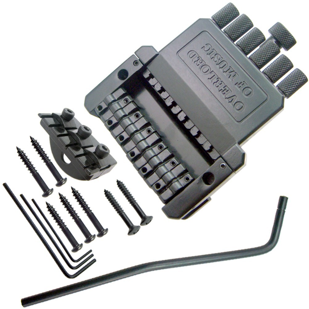 QXKE 6 String Guitar Tailpiece Tremolo Bridge String Locking Nut for Headless Guitars