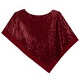 thumbnail image 7 of Fewfanhot Sequin Satin Trim Triangle Poncho Shawl, Sparkly Loose Cape Wrap for Women Evening Themed Party Wedding, 7 of 7