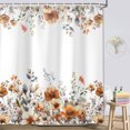thumbnail image 2 of Fall Floral Shower Curtain, Boho Flower Leaves Plants Shower Curtains for Bathroom, Nature Botanical Wildflower Polyester Fabric Waterproof Bathroom Curtain with 12 Hooks 72X84in, 2 of 7