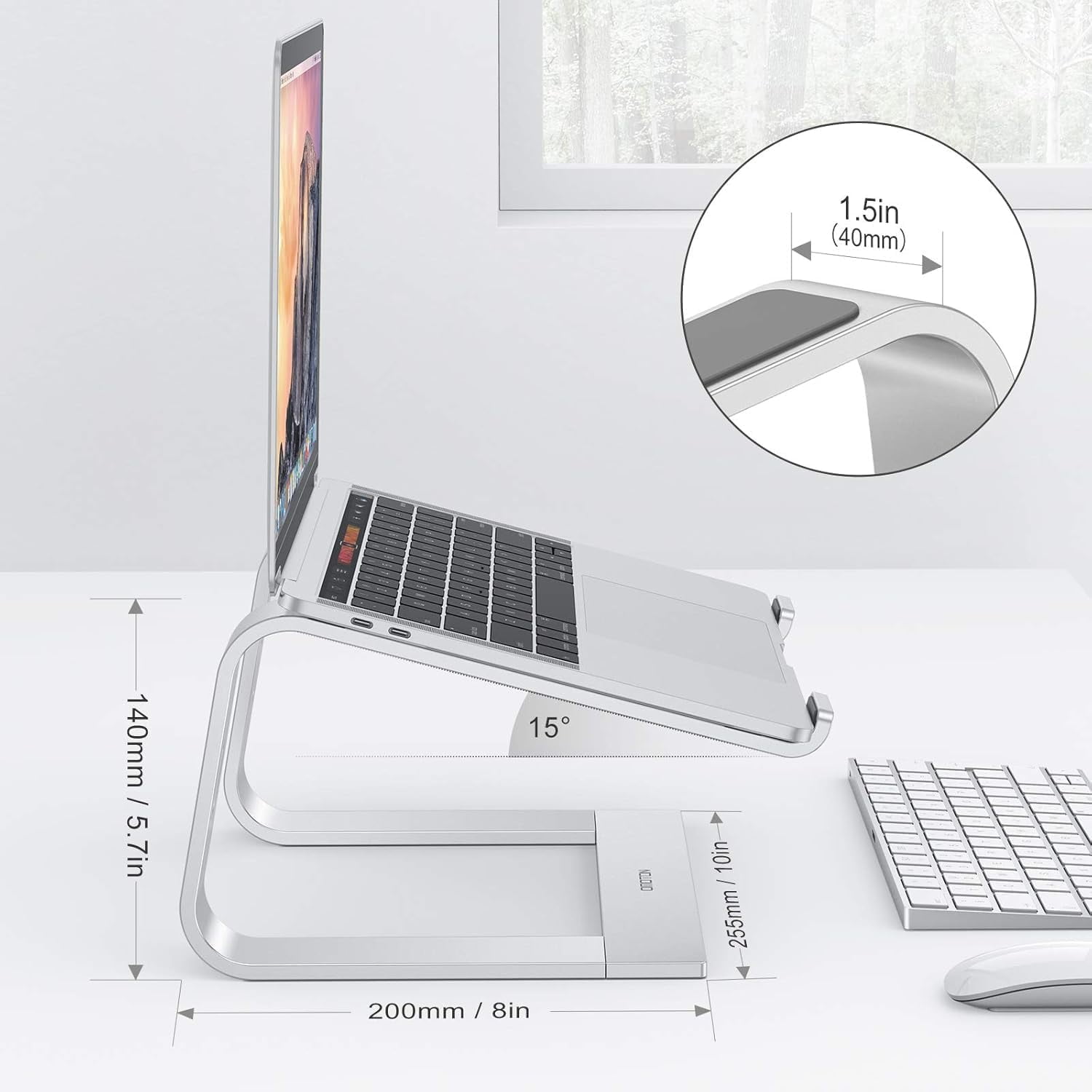 Laptop Stand, Detachable Laptop Mount, Aluminum Laptop Holder Stand for Desk, Compatible with MacBook Air/Pro, Dell, HP, Lenovo and All Laptops (11-16 inch), Silver