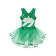 thumbnail image 2 of CHICTRY Little Girls Sequins Christmas Dance Dress Stripes Tutu Leotard Dress Green-A 6, 2 of 6
