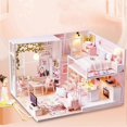 thumbnail image 2 of Wooded 1/24 Miniature Dollhouse LED Light Furniture Doll House Kit DIY Adult Kids Gift, 2 of 4