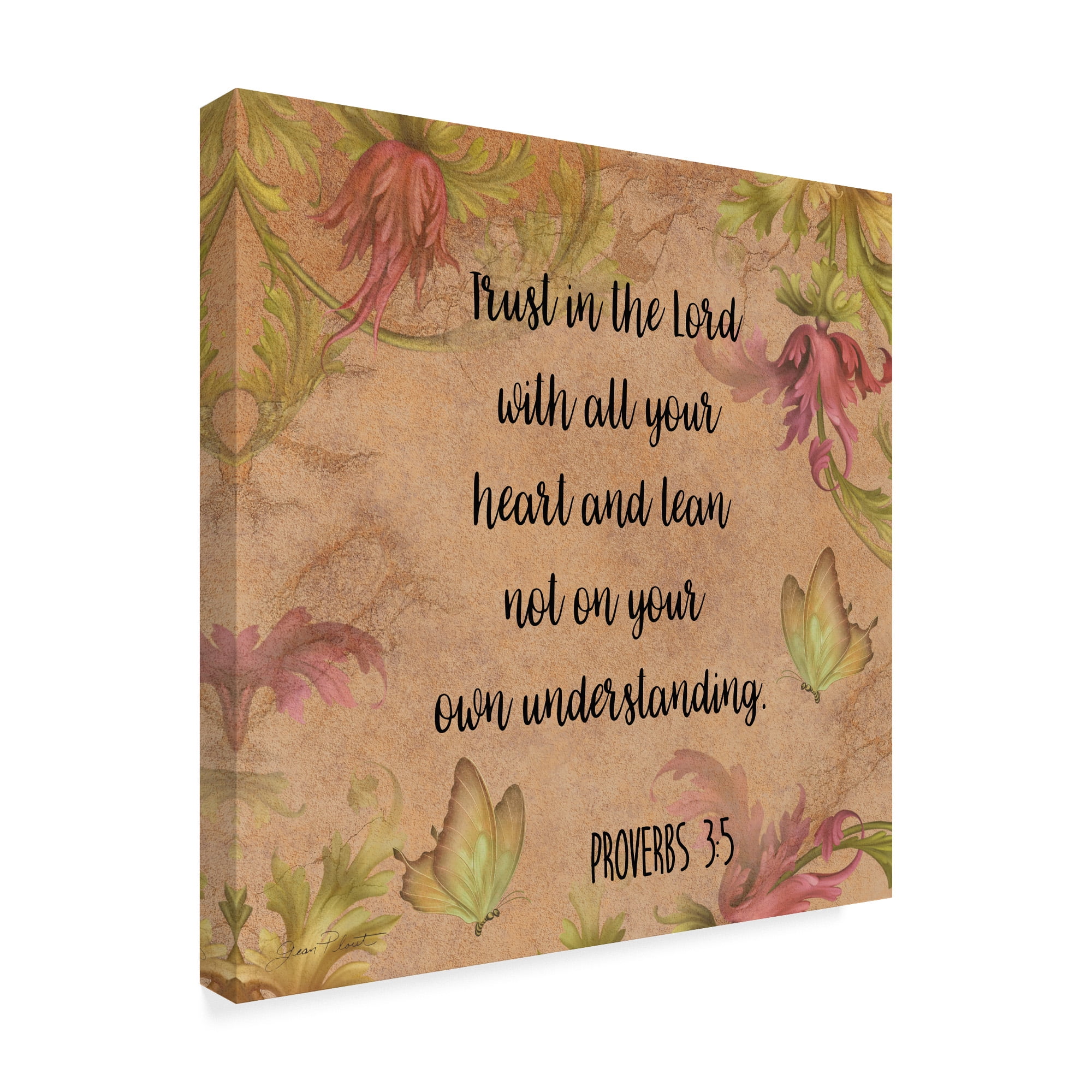 Trademark Fine Art 'Floral Bible Verse 3' Canvas Art by Jean Plout