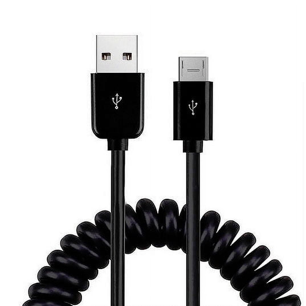 24W Fast Car Charger for TCL NxtPaper 11/Tab 11 - Coiled USB Cable Micro-USB to USB-C Adapter Power Cord Wire Quick Charge DC Socket
