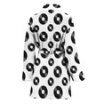 thumbnail image 2 of White And Black Vinyl Pattern Women Bathrobe One Size Univeral Fits Fashion Lightweight Plush Fleece Long Robe For Women, 2 of 3