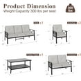thumbnail image 3 of May in color Outdoor Patio Furniture Set for 7, 5 Piece Patio Conversation Set with Coffee Table, Metal Furniture Set for Porch Backyard Garden, Black, 3 of 10