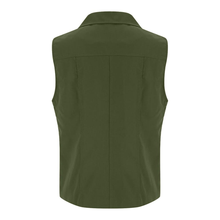 Sokhug Women's Cargo Utility Vest Lapel Sleeveless Vest with Sokhug Women's Cargo Utility Vest Lapel Sleeveless Vest with