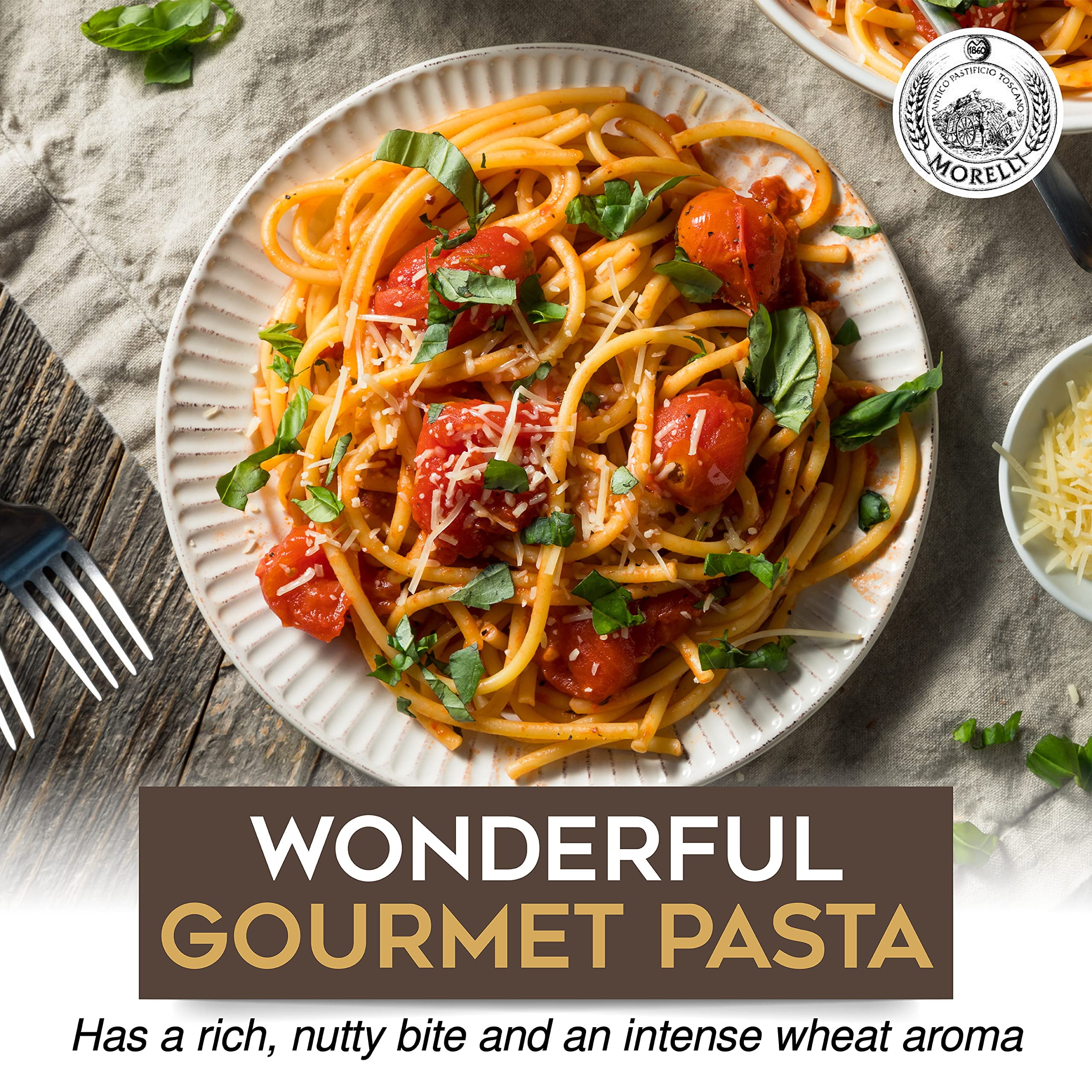 Morelli Bucatini Pasta Noodles - Premium Organic Italian Pasta from Italy - Handcrafted, Family Owned Gourmet Brand - Made with Durum Wheat Semolina 17.6 oz (500 g) - Pack of 2