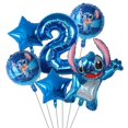 thumbnail image 5 of Juego de 6 globos de fiesta de Disney Lilo & Stitch de 30 pulgadas con números, globos de aire, decoraciones para fiestas de cumpleaños y baby shower, juguetes para niños, regalos, suministros, 5 of 5