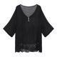 thumbnail image 3 of Blusa vintage con cuello en V y volantes de encaje para mujer - Top informal de manga 3/4 - Mezcla de algodón, lavable a mano/a máquina - Tallas M-XXXXXL, 3 of 4