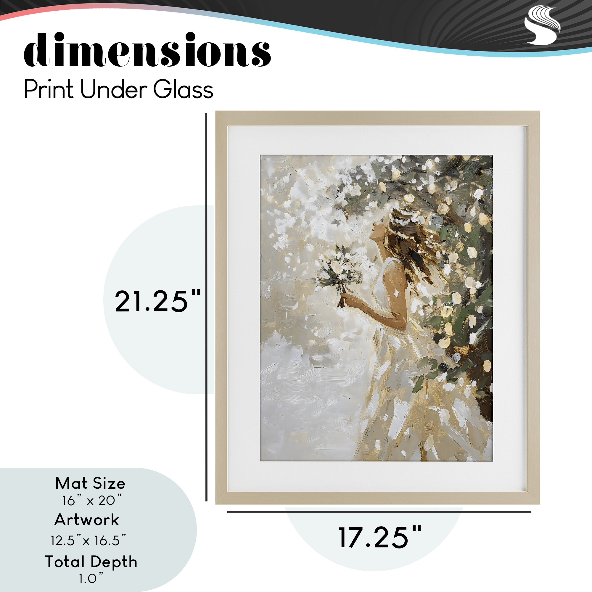 Soft White Snow Flurry Birch Framed Print Under Glass, design by LSR Design Studio