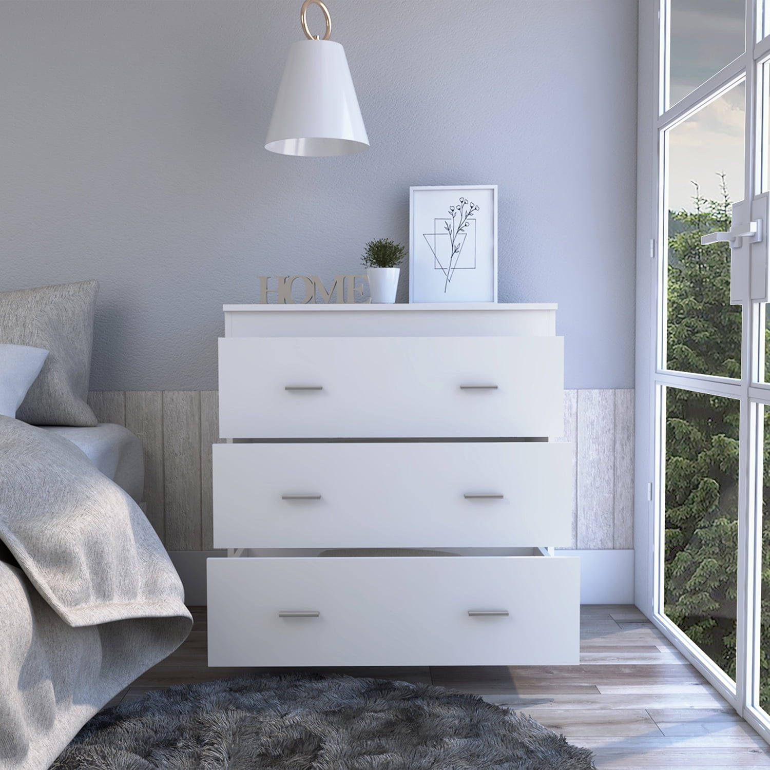 Kadyn Chest of Drawers, Dresser with Three Drawer, Storage Cabinet for Bedroom, White Nightstand Kadyn Chest of Drawers, Dresser with Three Drawer, Storage Cabinet for Bedroom, White Nightstand