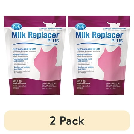(2 pack) PetAg Milk Replacer Plus Kitten 5 lb. Bag Powder