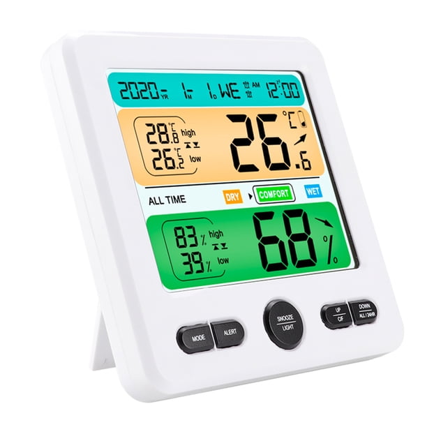 Termómetro Digital Higrómetro Sensor de temperatura y humedad Medidor de humedad de alerta de color Uso preciso en el hogar en interiores Sywqhk Para estrenar