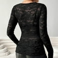 thumbnail image 4 of Duoif Shirts for Women Long Sleeve Lace Tees for Women Sexy Tops Deep V Neck Slim Shirts Going Out Shirts Floral Blouse Spring Tees Womens Summer Tops Black XXL, 4 of 6
