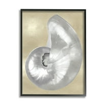 Stupell Industries Glam Nautilus Shell Soft Grey Neutral over Beige Nature Painting Black Framed Art Print Wall Art, 24 x 30