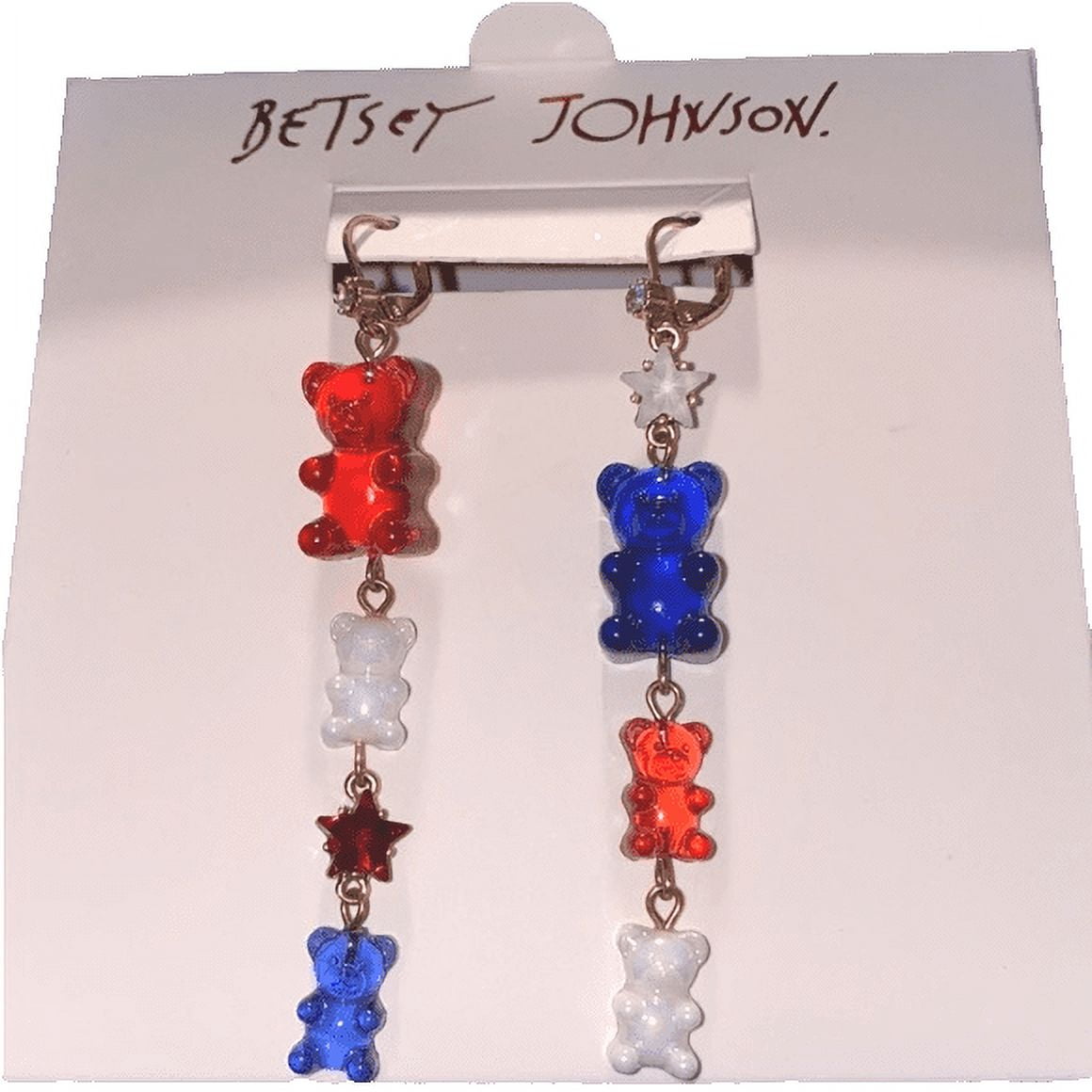 Betsey Johnson Patriotic Gummy Bear Linear Mismatch Earrings in