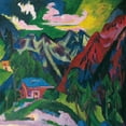 thumbnail image 2 of Ernst Ludwig Kirchner 12x12 Black Ornate Wood Framed Double Matted Museum Art Print Titled: The Klosterser Mountains (1923), 2 of 5