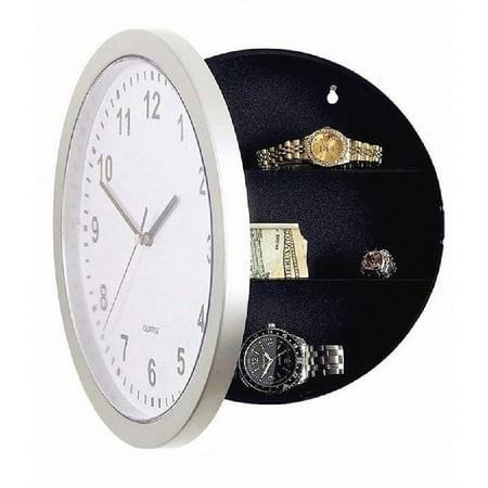 SIEYIO 25cm Round Hidden Secret Wall Clock Storage Box Safe Money Jewelry Stuff Container for Living Room Home Garden