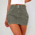 thumbnail image 2 of SONXAHE Dual Button Waist Cargo Mini Skirt for Women Side Cargo Pocket Street Daily Denim Skort, 2 of 6