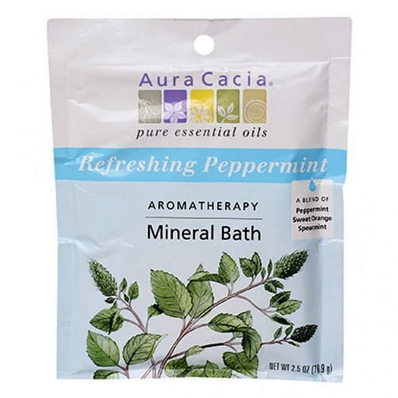 Aura Cacia Aromatherapy Mineral Bath, Refreshing Peppermint - 2.5 Oz