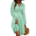 thumbnail image 1 of UVN Vestidos de Otoño para Mujer, Vestido Midi de Manga Larga con Cuello en V y Corte a, Vestido Veraniego con Estampado Floral de Playa Boho, 1 of 7