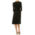 thumbnail image 3 of Moa Collection Women's Solid Wrap Dress – 3/4 Sleeve V-Neck with Waist Tie, 3 of 6