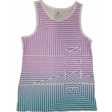 Nike Girls Purple & Blue Stripe Athletic Tank Top T-Shirt Work Out Shirt