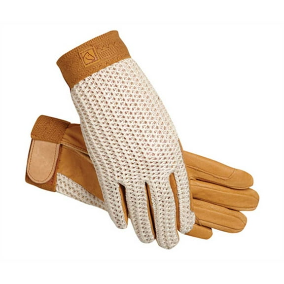 SSG Lycrochet Ultraflex Riding Gloves - Natural/Natural