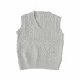 thumbnail image 3 of Toddler Kids Sweater Vest V Neck Cable Knit Sleeveless Uniform Knitwear, 3 of 6