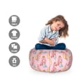 thumbnail image 2 of Crown Storage Toy Bag Chair, Cartoon Style Queen Mermaids Along Lengthy Hair Fish Tail and Shell on Back, Stuffed Animal Organizer Washable Bag, Large Size, Pale Pink Multicolor, by Ambesonne, 2 of 3