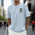 thumbnail image 2 of BUWTTER Tshirts Shirts for Men Casual Graphic Print Short Sleeve Crew Neck Tee Comfortable Summer Beach Men's Shirts Light Blue L, 2 of 4