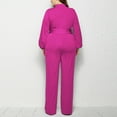 thumbnail image 5 of qolati Plus Size Jumpsuits for Women Dressy Button Down V Neck Long Sleeve High Waist Belted Wide Leg Elegant Formal Romper Jumpsuits Pockets, 5 of 5