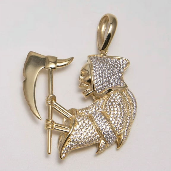 4 Ct Round Cut Moissanite men's Pendant 14k Yellow Gold Plated
