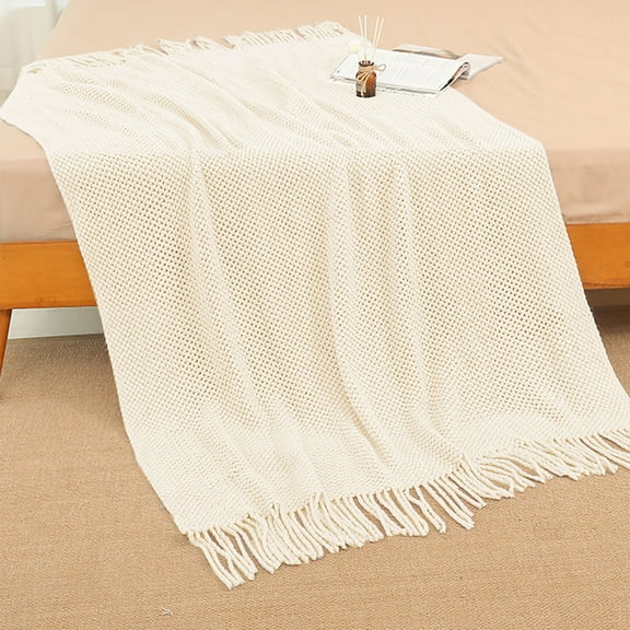 AZXY 50x70 Throw Blankets On Sale,Bed Blankets Clearance Under $25,White Throw Blanket,Fleece Fuzzy Large Knitted Blanket