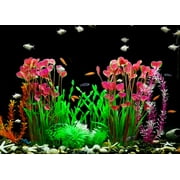 DPOWERFUL Plastic Fish Tank Plants, Artificial Tall Aquarium Plants for Fish Tank Decor, 15.7 inches(Red)