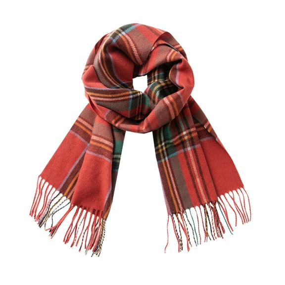 Calvin & Olivia Ultra-Soft Comfort Feel Unisex Winter Solid Plain Scarves Wool Feel Classic Super Soft Luxurious Scarf Red Green Tartan