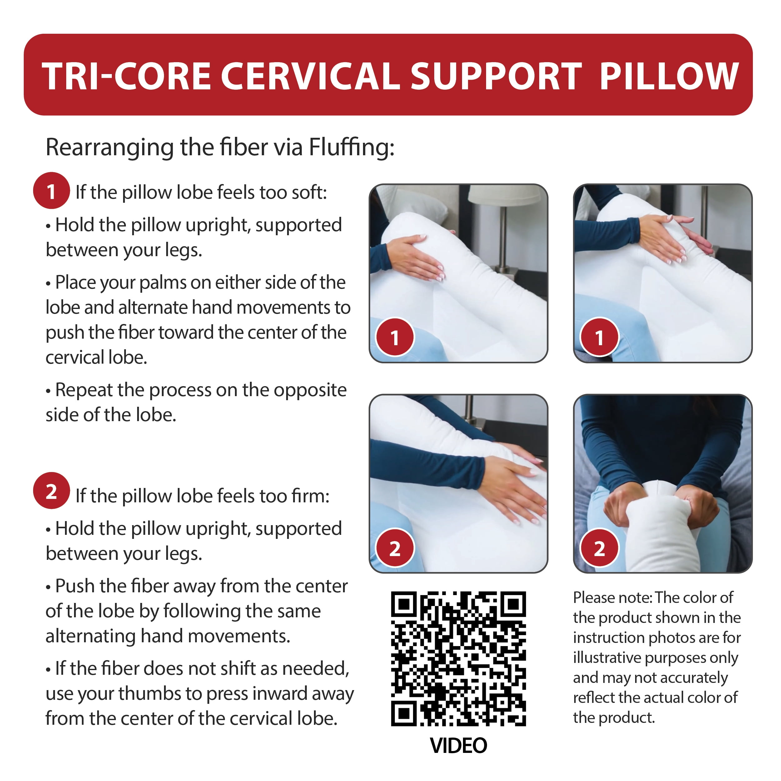 Core Products Tri-Core Cervical Support Pillow – Gentle (Medium Firmness) Orthopedic Neck Pillow for Pain Relief, Back and Side Sleepers – Ergonomic Contour Pillow – Assembled in USA, Full Size