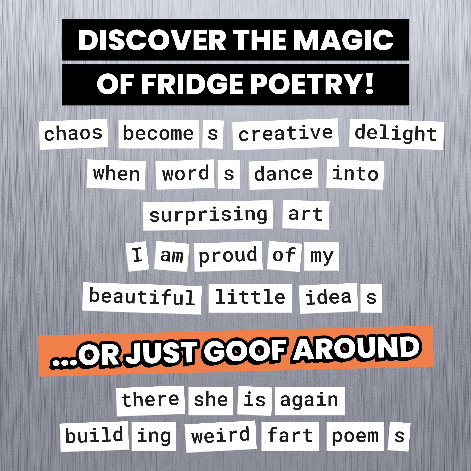 Poetry Tiles Essential Kit - 797 Word Magnets for Fridge Poetry and Silly Magnetic Messages - Get Creative, Express Yourself, and Make Others Laugh at Your Witty Words