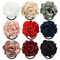 thumbnail image 2 of 10 Pack Solid 4" Handmade Rose Flower Stretchy Rubber Elastics Hair Ties Ropes Hair Bands Headbands Rings Scrunchies Ponytail Holders Hair Accessories for Women Girls, 2 of 4
