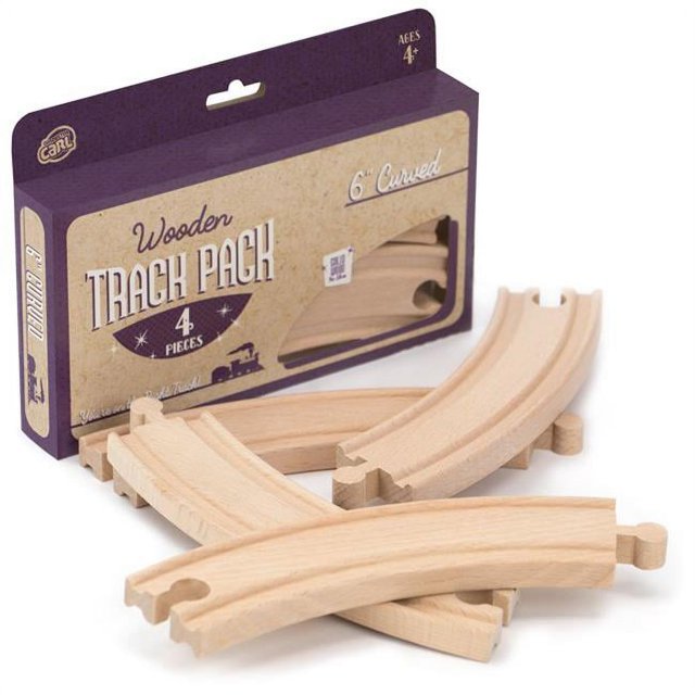 Conductor Carl Packs d'Extension de Rails en Bois / Compatibles avec la Plupart des Rails de Train / Rails Courbés de 6 Pouces - 1 Unité (Lot de 4)
