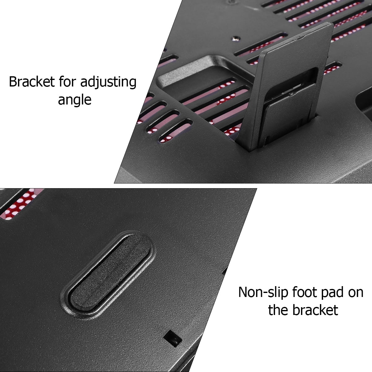 UKCOCO Red Notebook Cooler with Slim Design and Dual Quiet Fans Adjustable Laptop Cooling Pad Stand
