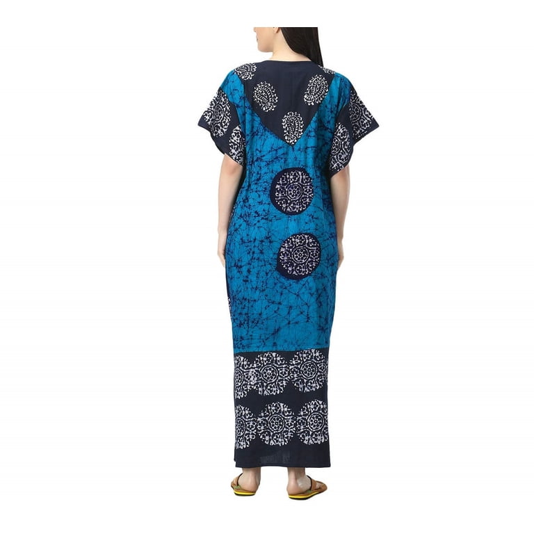 cotton kaftan night dress Indian Crafts Women Batik Kaftan Cotton Night Suit Night Dress Long Caftan Nighty Maxi, Women's, Size: Free Size