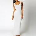 thumbnail image 4 of facefd Robe Femme Couleur Unie Longue Sans Manches Sexy Slim Maxi Robe, Jaune, S Blanc TTG, 4 of 6