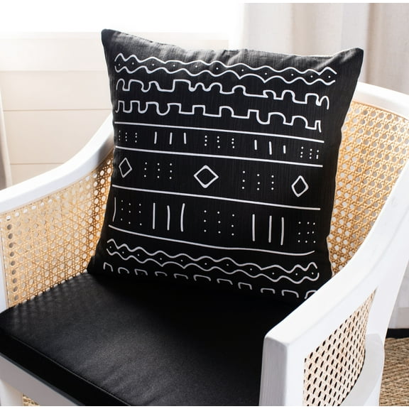 SAFAVIEH Rila 18" x 18" Southwestern Plush Pillow, Black/White