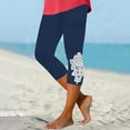 thumbnail image 2 of WCMZJ Capri Leggings for Women Tummy Control Butt Lifting Workout Capri Yoga Pants Lace Appliqué Summer Beach Capris Navy Blue 3XL, 2 of 6