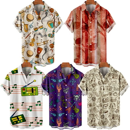 

MLFU Teens Mens Music and Arts Festival Casual Short Sleeve Shirt & Top Vintage Basic Costume Size 100-170/XXS-8XL