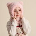 thumbnail image 2 of XIMIN Bear Ear Baby Girls Boys Winter Hat Toddler Knitted Ear Flaps Cute Stuffed Hood Scarf Beanies with Fleece Lining Fluffy Ski Snow Hat, 2 of 7