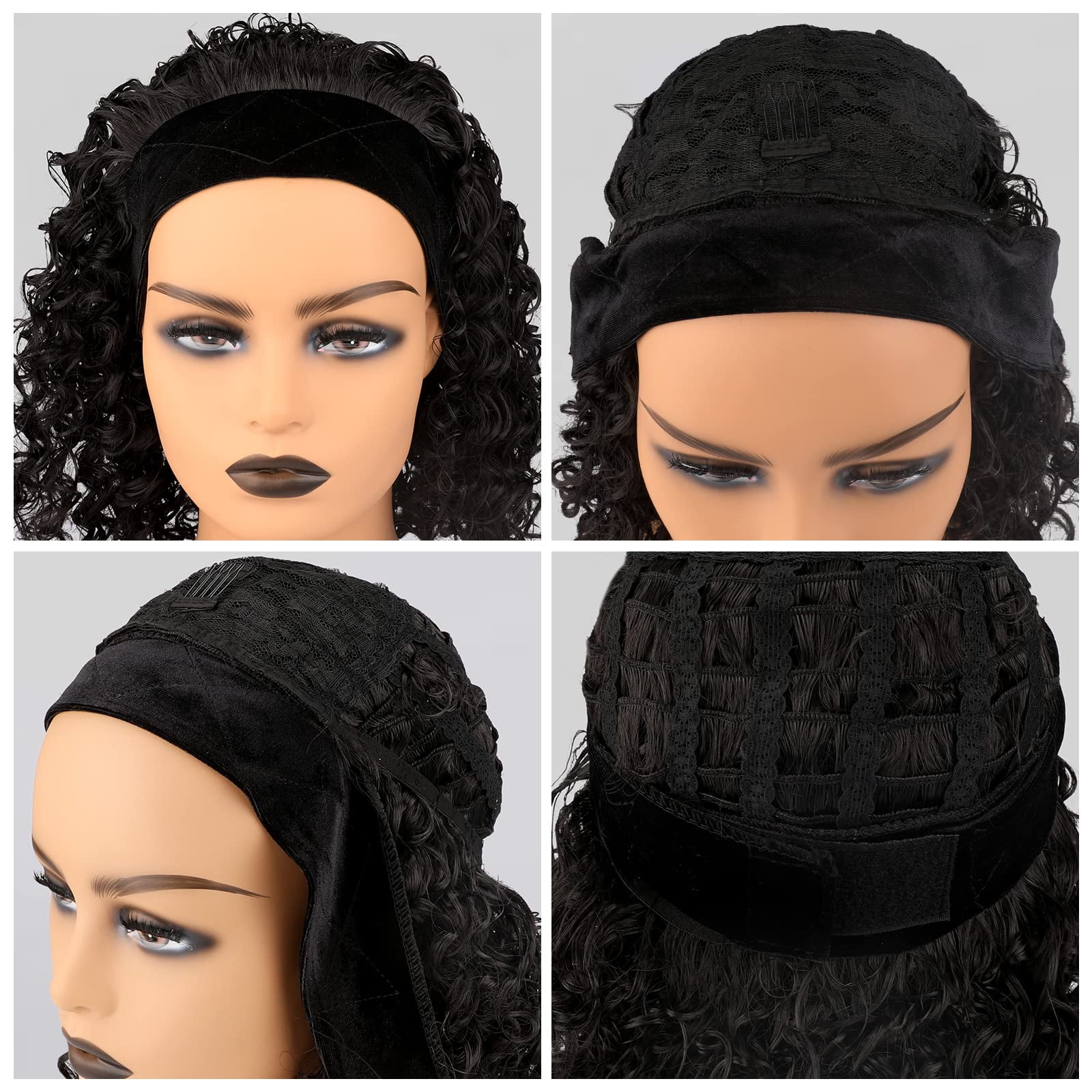 DOPI Headband Wigs Curly Glueless Wig for Black Woman Synthetic Braid Hair Wig